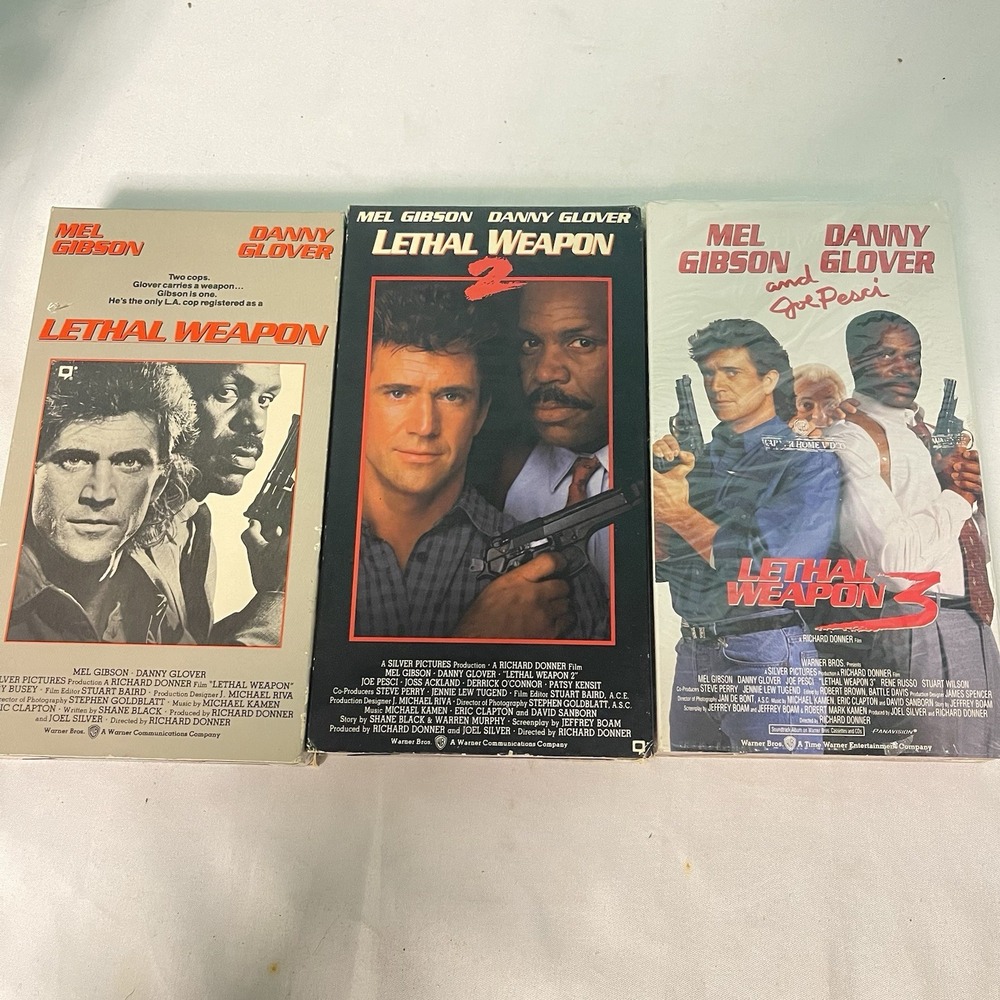 Lethal Weapon 1,2, And 3 Vhs Collection Lot Action Mel Gibson‎ Danny Glover